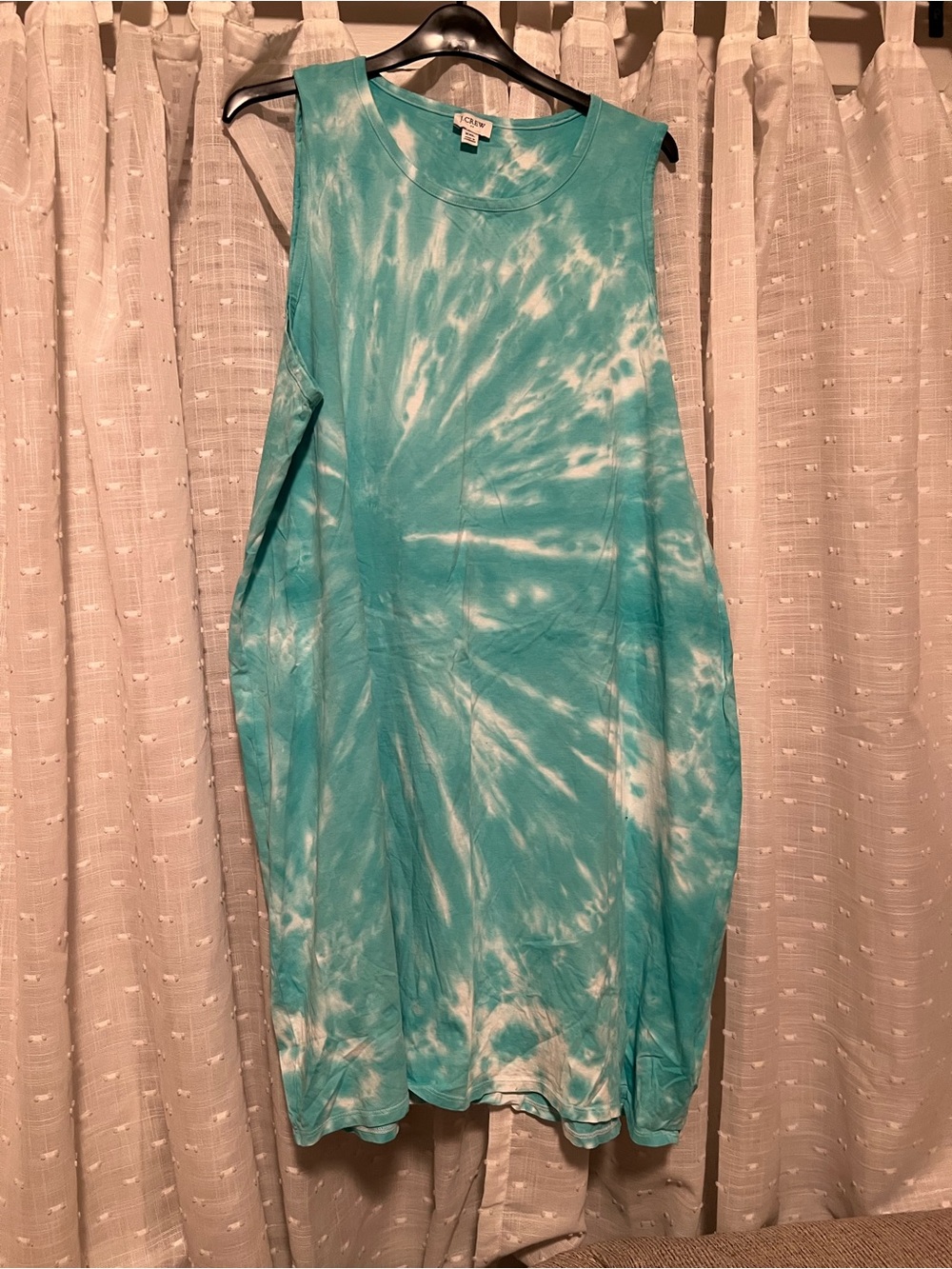 J. Crew Turquoise and White Tie-Dye Tank Top